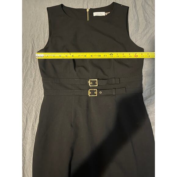 Calvin Klein Black Belted Sheath Dress with Gold Zipper – Size 8 - Picture 3 of 5